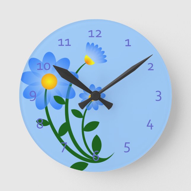 Relojes de pared florales azules (Anverso)