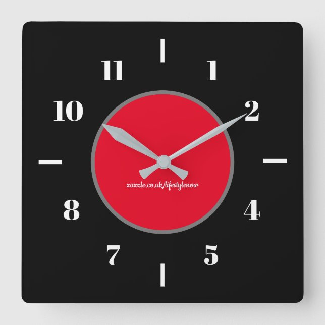 Relojes de pared - Fondo negro círculo rojo modern (Anverso)