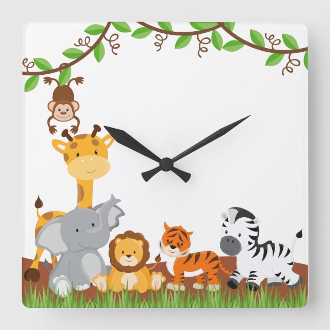 Relojes de pared lindos de los animales del bebé (Anverso)