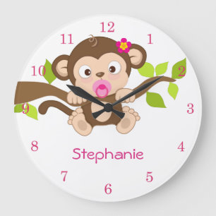 Relojes de pared lindos del mono de la niña