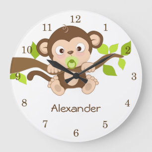 Relojes de pared lindos del mono del bebé