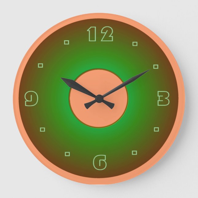 Relojes de pared lisos verde lima y albaricoque (Anverso)