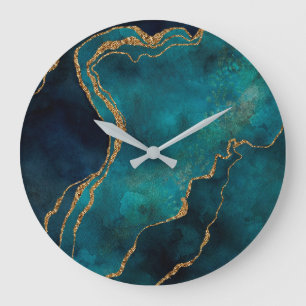 Relojes de pared - mármol azul y verde con vetas d