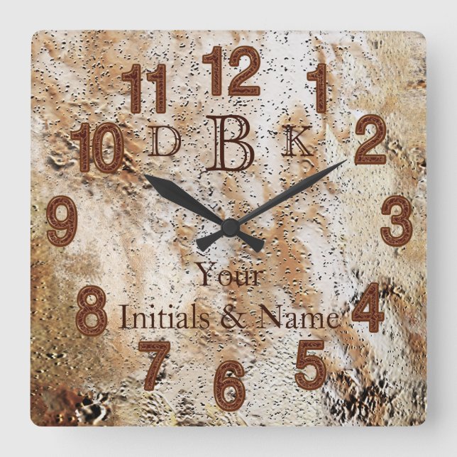 Relojes de pared para hombre rústico con tu NOMBRE (Anverso)