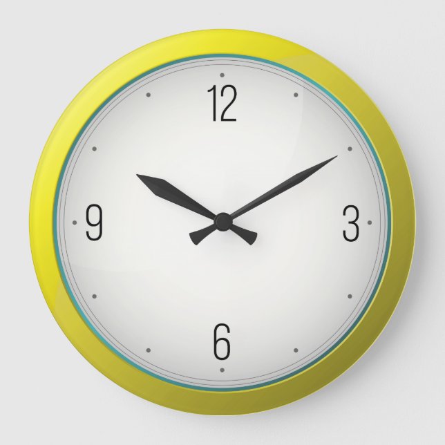 Relojes de pared redondos amarillos modernos (Anverso)
