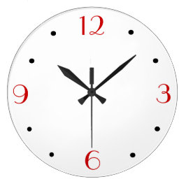 Relojes de pared simples blancos con números rojos