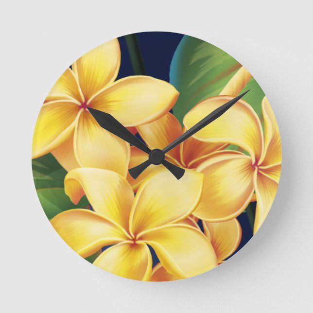 Relojes de pared tropicales del Plumeria del (Anverso)