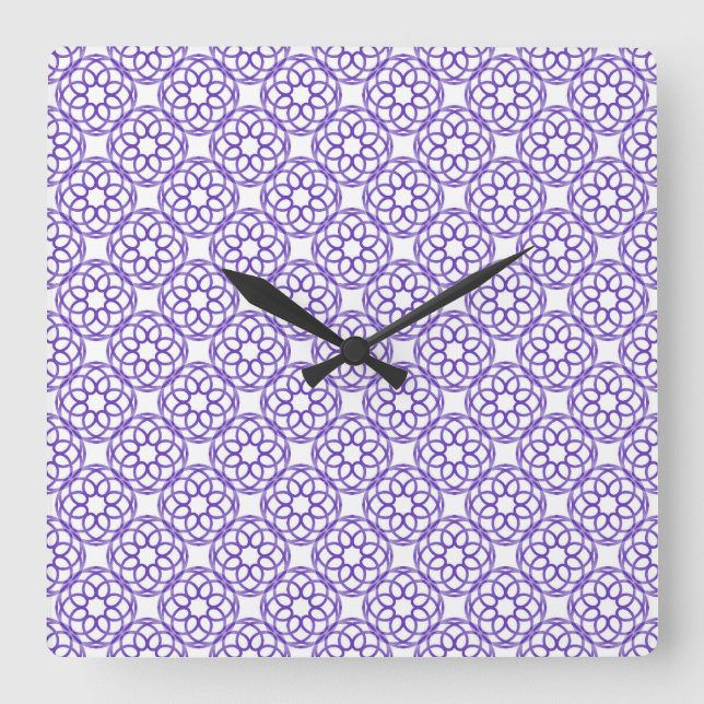 Relojes de Patrón Continuo Geométrico Blanco Púrpu (Anverso)