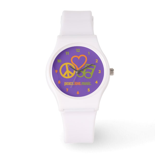 Relojes de personalizado Peace-Love-Music (Anverso)