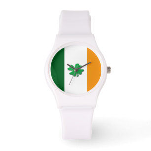 Relojes de pulsera de shamrock de bandera irlandes