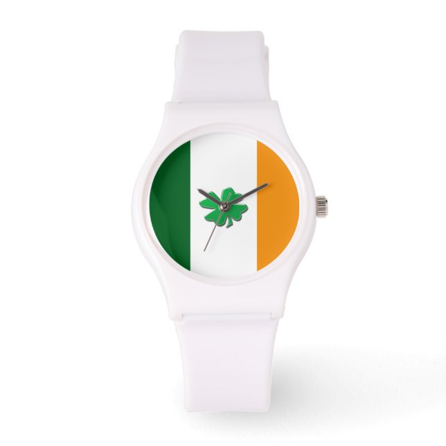 Relojes de pulsera de shamrock de bandera irlandes (Anverso)