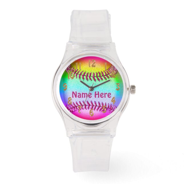 Relojes de softbol personalizados para Chicas y mu (Anverso)