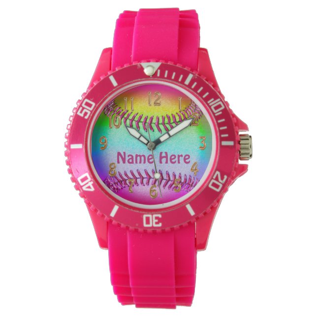 Relojes de softbol personalizados para Chicas y mu (Anverso)