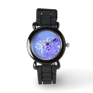 Relojes elegantes de diseño floral de mariposa