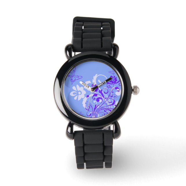 Relojes elegantes de diseño floral de mariposa (Anverso)
