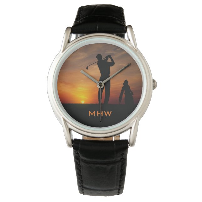 Relojes monográficos de personalizado Golfer Sunse (Anverso)