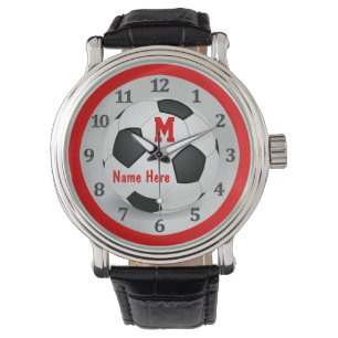 Relojes personalizados del fútbol con nombre y el