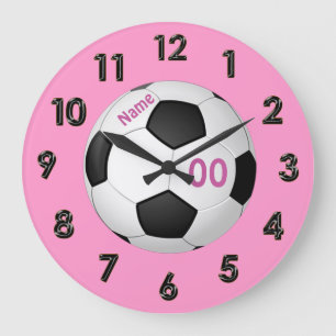 Relojes personalizados rosa del fútbol con NOMBRE