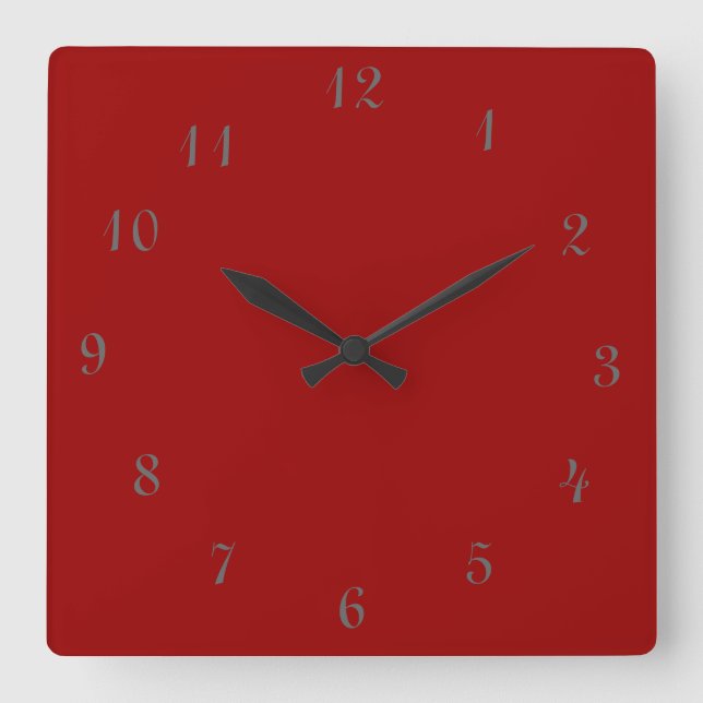 Relojes rojos llanos de Clock>Square con números (Anverso)