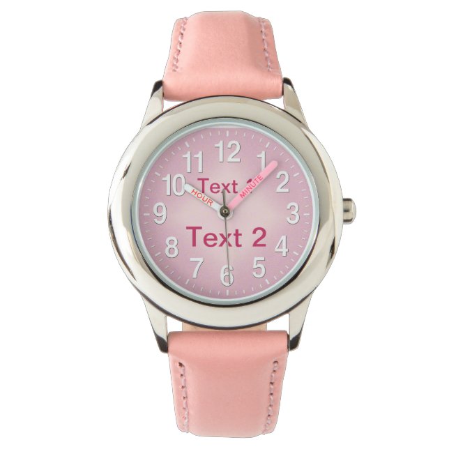 Relojes rosados personalizados en grandes números  (Anverso)