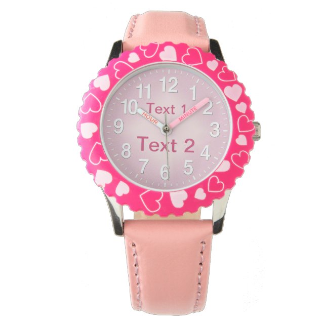 Relojes rosados personalizados en grandes números  (Anverso)