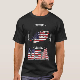 Remando camiseta con la bandera de EE.UU. e impres