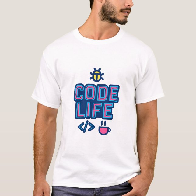 Remera CODE LIFE Dev – Para programadores, codific (Anverso)