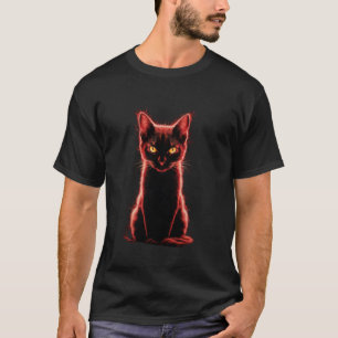 Remera de diseño de arte felino intenso de ojos de