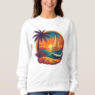 Remera de Mujer Aventura de Vela en Puesta de Sol