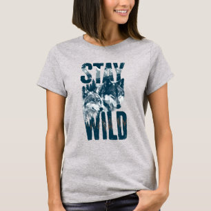 Remera de Mujer Stay Wild Wolf Escena de Naturalez