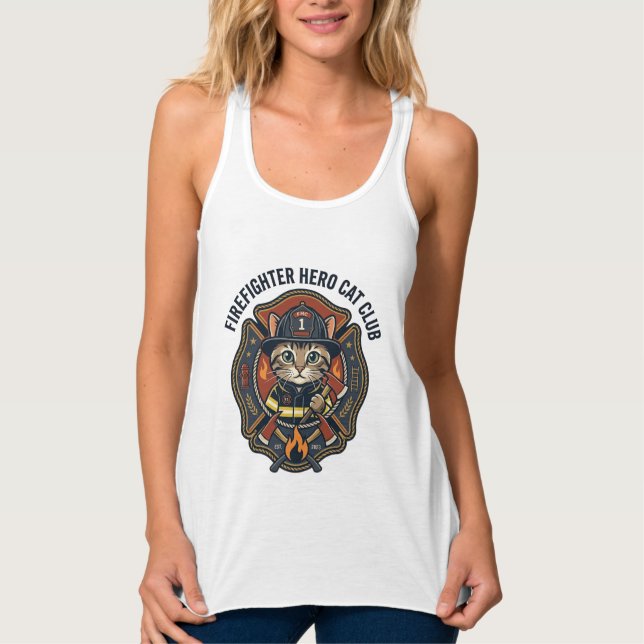 Remera gráfica de gato héroe bombero - Bombero (Anverso)