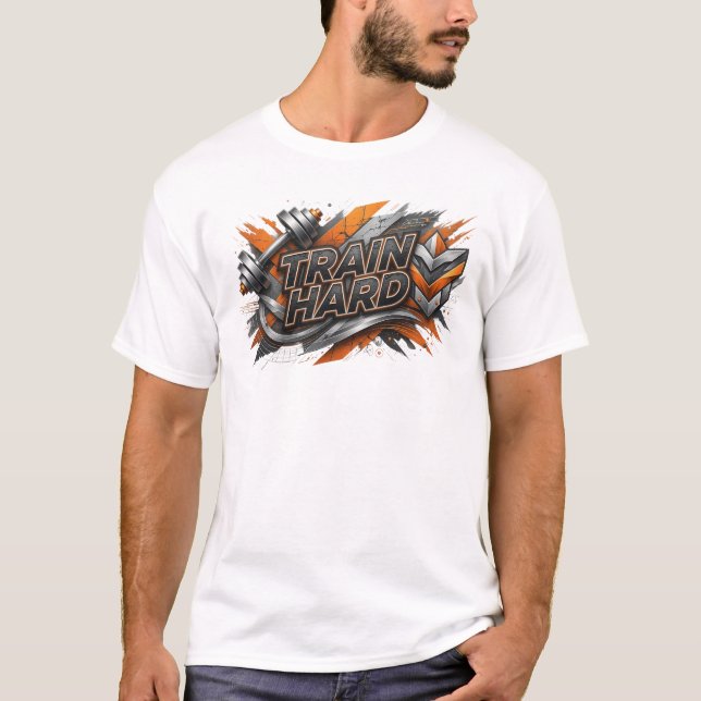 Remera Naranja Ingeniosa ENTRENAR DURO (Anverso)