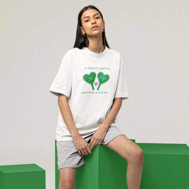 Remera verde y rosa de boda de pickleball (Subido por el creador)