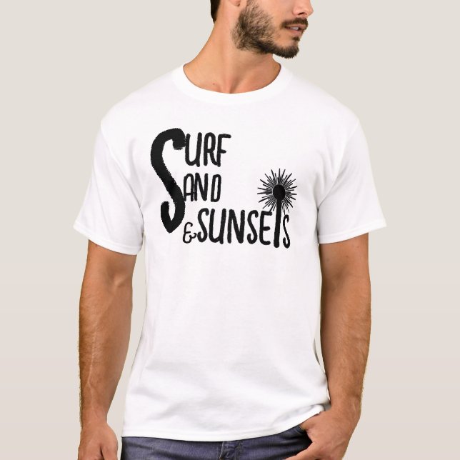 Remeras de surf, arena, puestas de sol y ambiente  (Anverso)