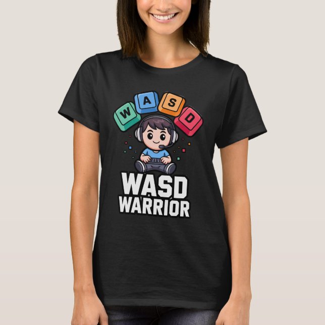 Remeras para jugadores de PC WASD Warrior para jue (Anverso)