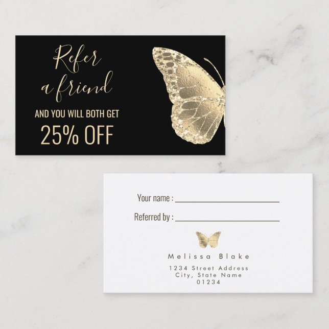 remitir a un amigo tarjeta de visita de mariposa d (Anverso / Reverso)