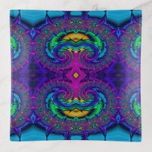 Remolino de arte fractal de colores de pavo real a