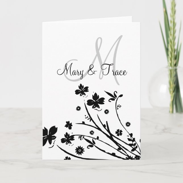 Remolino floral del negro de las tarjetas del (Anverso)