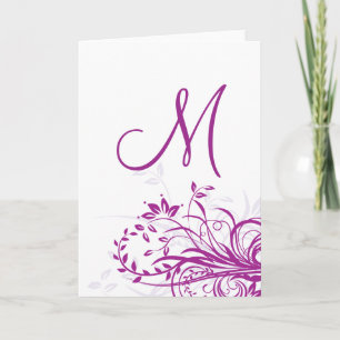 Remolino púrpura de las tarjetas del monograma