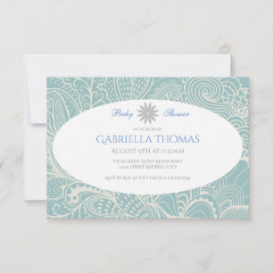 Remolinos azul/gris - Invitación para baby shower