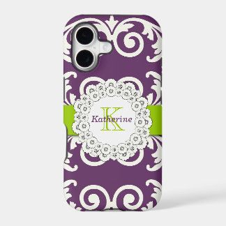Remolinos Florales de Color Morado Verde Femenino