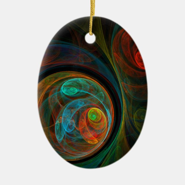 Renacimiento Azul Abstracto Arte Ornamento Oval (Frente)