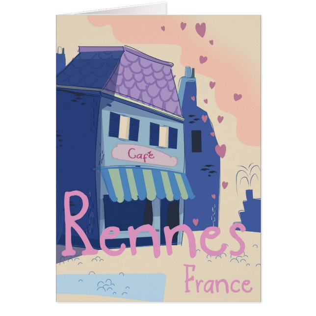 Rennes Francia caricatura vintage (Frente)