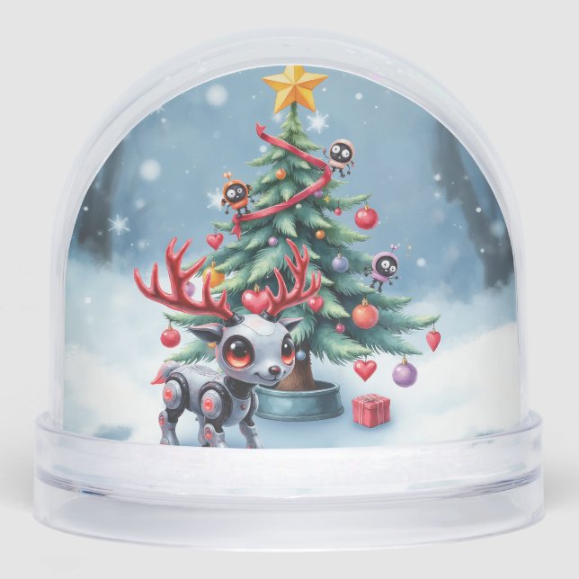 Reno ciberpunk lindo con árbol de Navidad (Anverso)