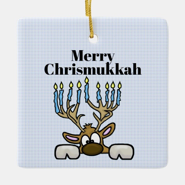 Reno Con Menorah Antlers Ornamento De Chrismukkah (Anverso)