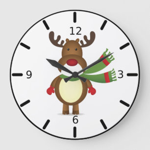 Reno con reloj de pared de la plaza de la bufanda 