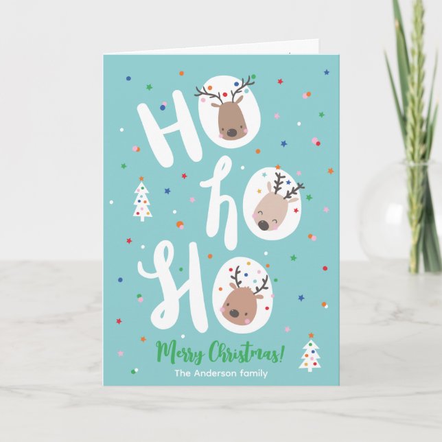Reno de Navidad adorable con texto Hohoho (Anverso)