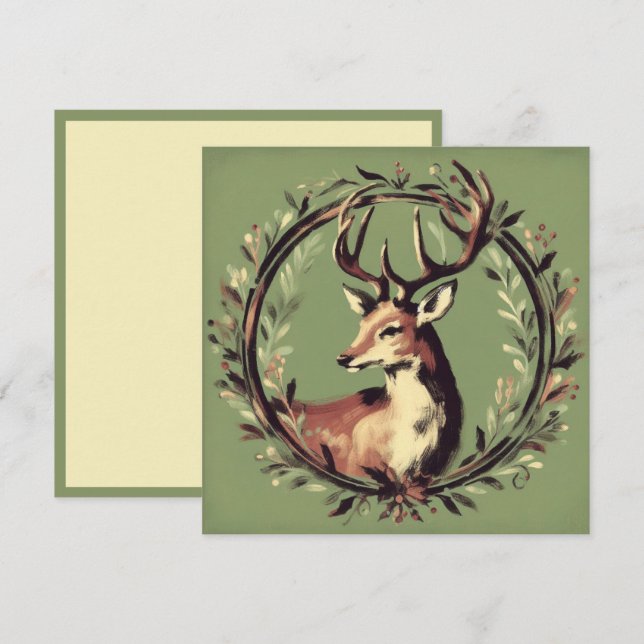 Reno de Navidad con Corona de Fiesta (Anverso / Reverso)