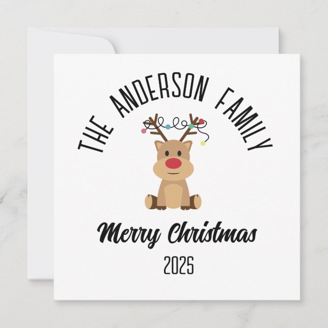 Reno de Navidad con Luces Nombre Personalizado (Anverso)