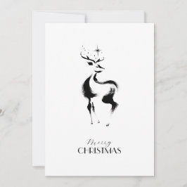 Reno de Navidad dibujado a mano en blanco y negro